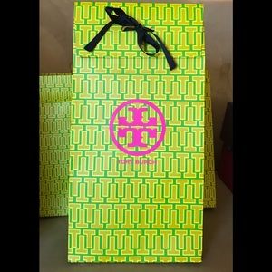 5 Tory Burch Tall Gift Bags w Navy Bow